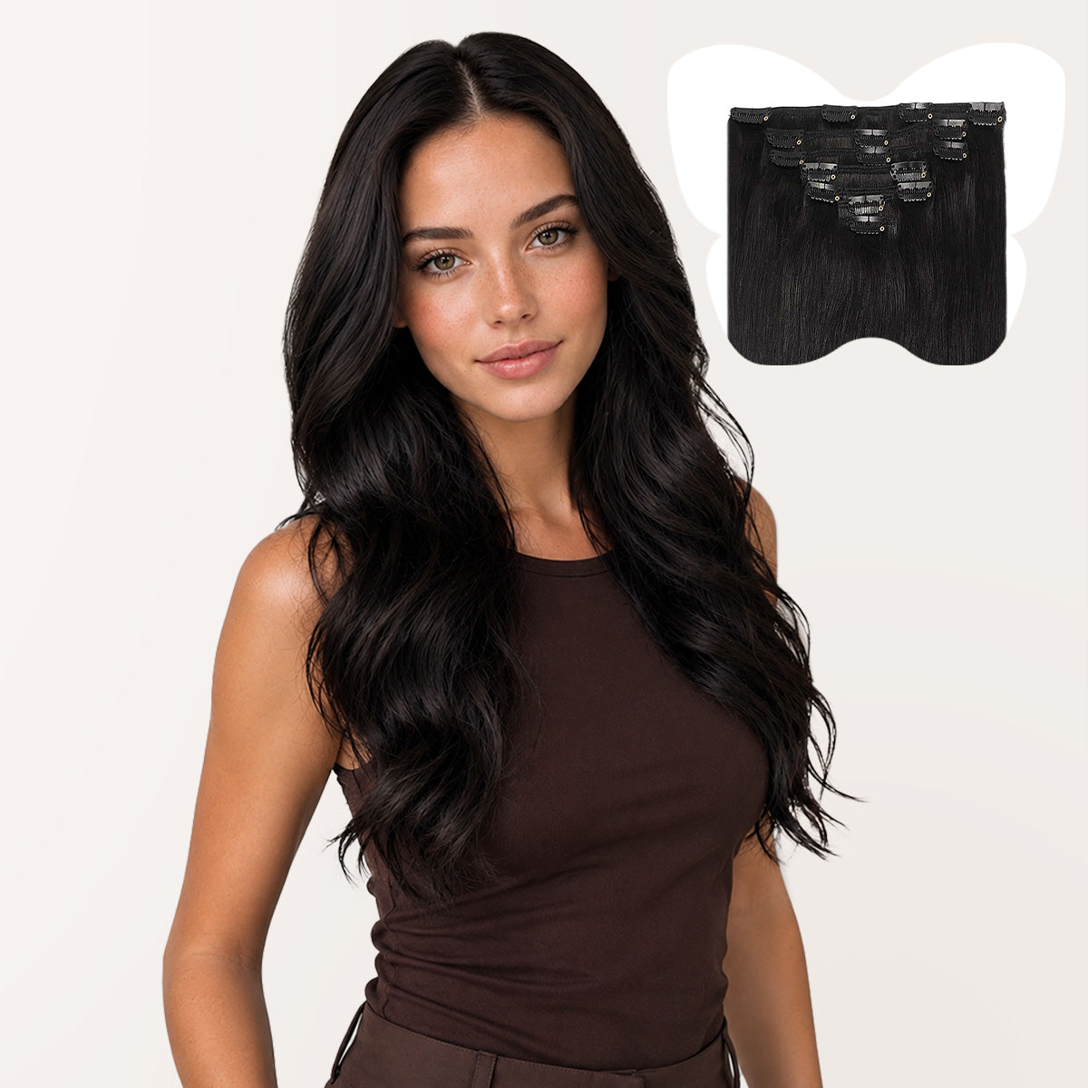 7-Piece Natural Black (1B) Clip in Hair Extensions