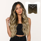 7-Piece Walnut Brown / Ash Brown / Bleach Blonde Balayage (3/8/613) Clip in Hair Extensions