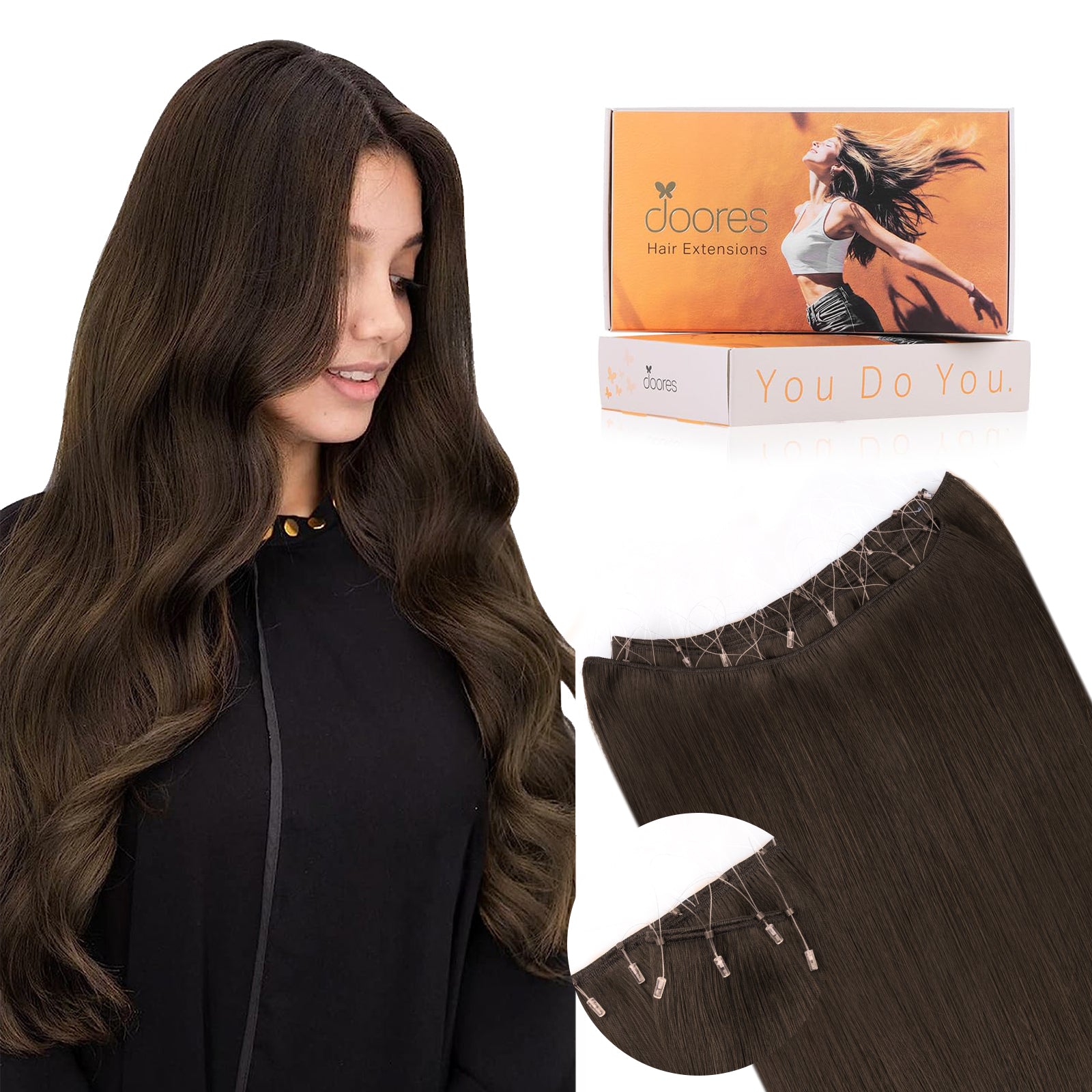 Chocolate Brown (4A) Micro Ring Classic Weft Hair Extension
