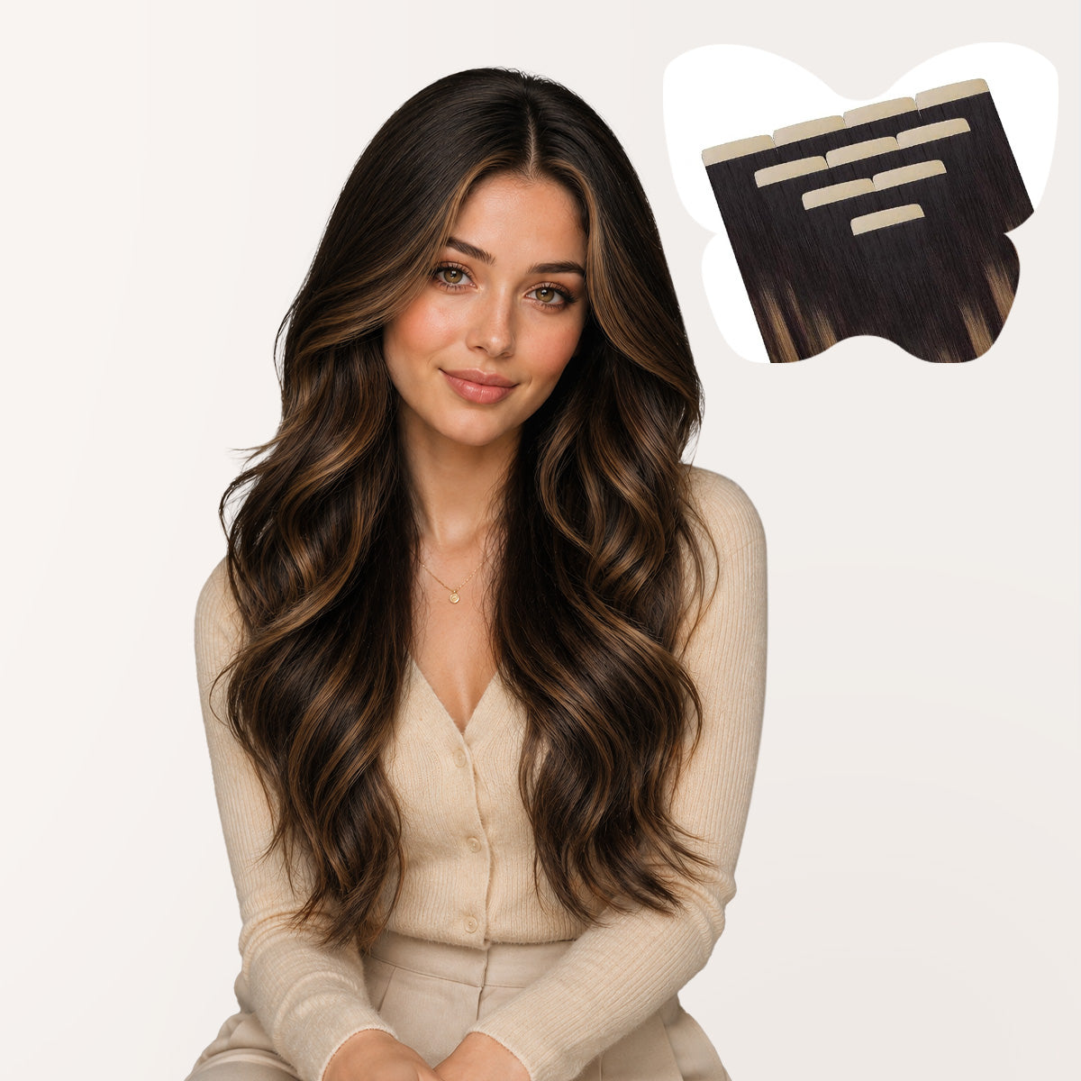 Dark Brown / Chestnut Brown Balayage (2/6/2) Remy Tape-In