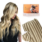 Light Brown / Medium Blonde Highlights (8B/60B) Micro Ring Classic Weft Hair Extension
