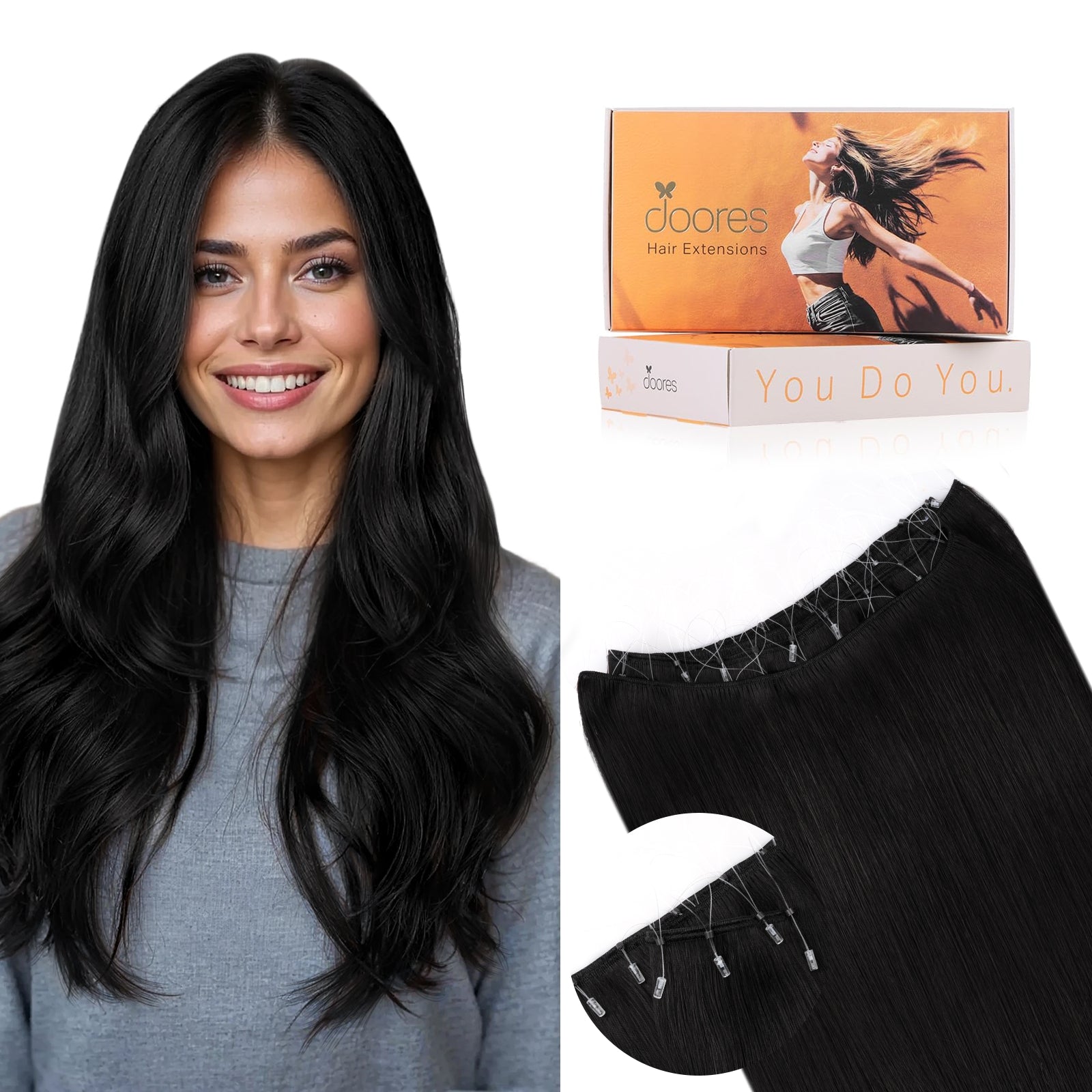 Natural Black (1B) Micro Ring Classic Weft Hair Extension
